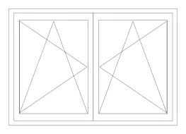 Esquema E duas folhas oscilo-batentes com poste intermédio 