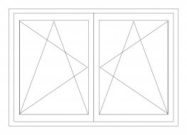 Esquema E duas folhas oscilo-batentes com poste intermédio 